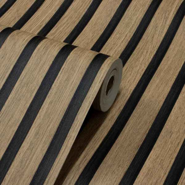 Papel de Parede Vinílico Ripado Marrom c/ Preto PDT6004