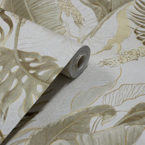 Papel de Parede Flores Folhas Creme PDF1704
