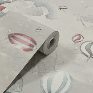 Papel de Parede Infantil Nuvens, Balões fundo cinza PDI3111