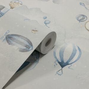 Papel de Parede Infantil Nuvens, Balões fundo azul claro PDI3112