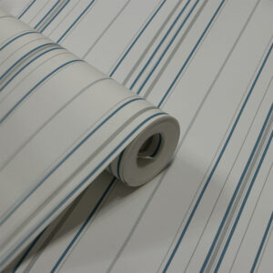 Papel de Parede Listras Azul, Cinza e Braco PDS6022