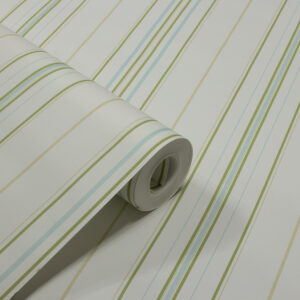 Papel de Parede Listras Verde, Azul e Creme PDS6024