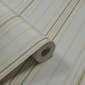 Papel de Parede Listras Verde, Laranja e Cremte PDS6021