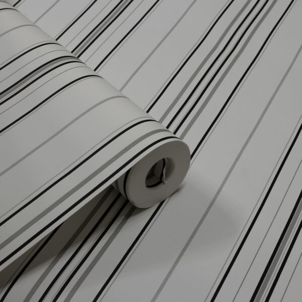 Papel de Parede Listras Preto, Cinza e Branco PDS6023