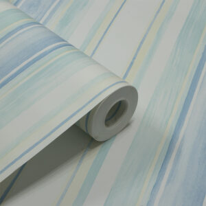 Papel de Parede Listras Azul, Verde e Creme PDS6012