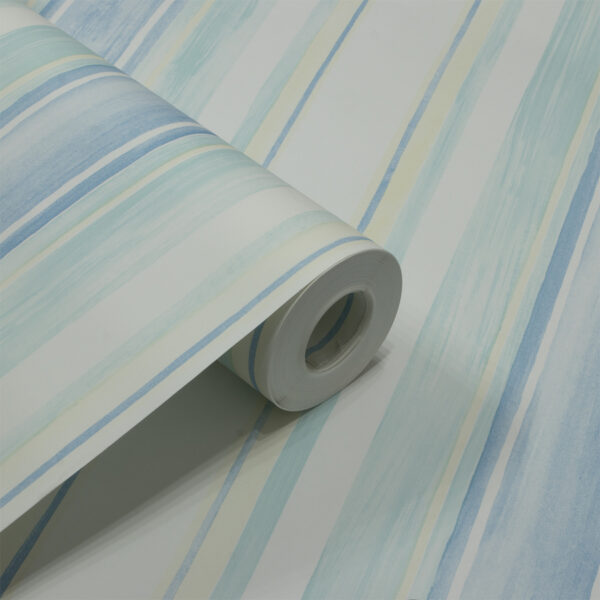 Papel de Parede Listras Azul, Verde e Creme PDS6012