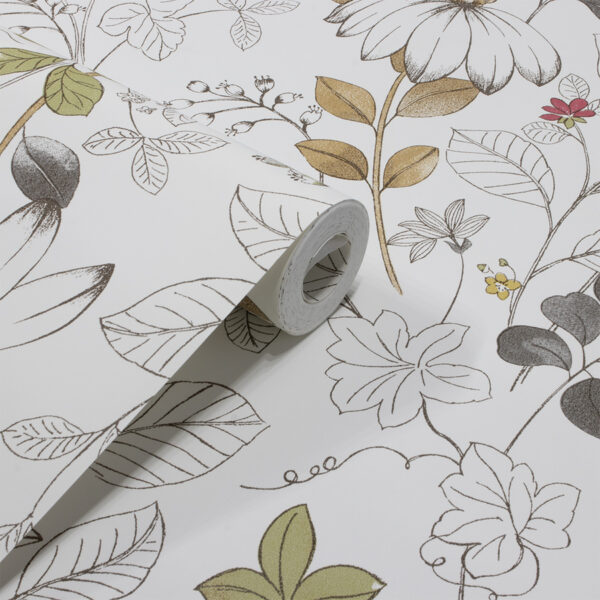 Papel de Parede Infantil Desenho Folhas Dourado - PDI1531