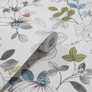 Papel de Parede Infantil Desenho Folhas Azul - PDI1533
