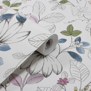 Papel de Parede Infantil Desenho Folhas Rosa - PDI1532