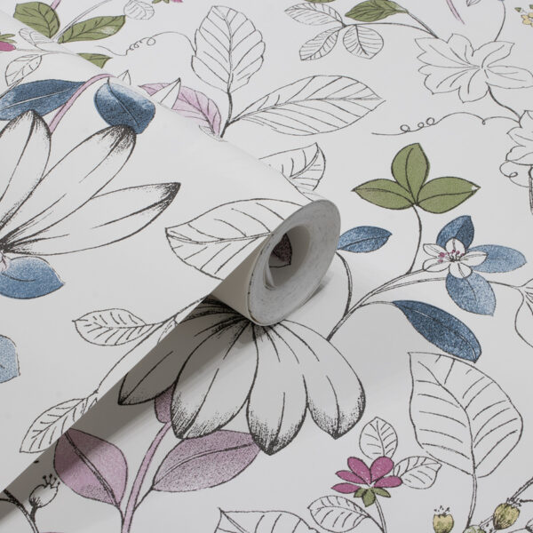 Papel de Parede Infantil Desenho Folhas Rosa - PDI1532