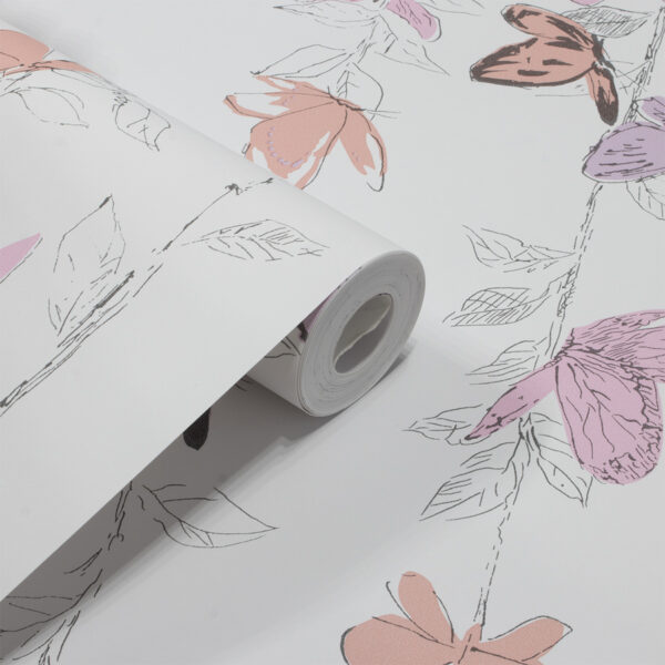 Papel de Parede Infantil Borboleta Rosa com Amarelo - PDI6003