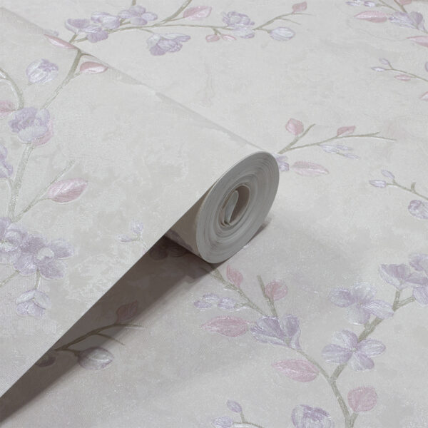 Papel de Parede Floral Rosa com Lilás - PDF2047