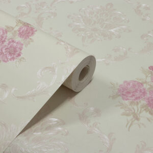 Papel de Parede Floral Damask Rosa c/ Flores - PDF1400