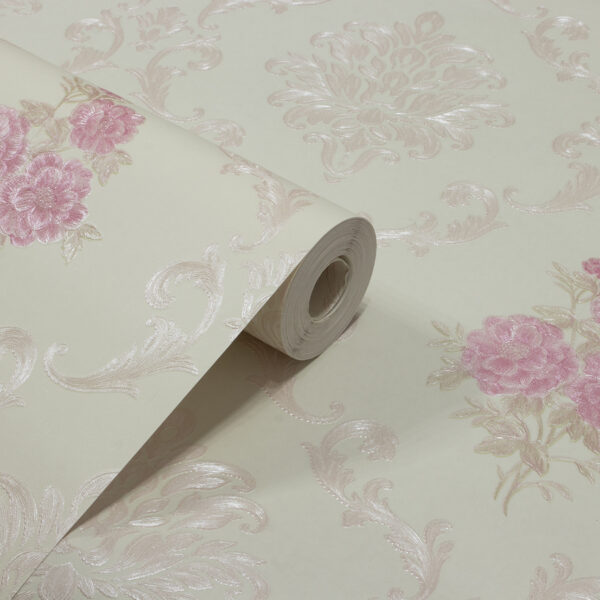 Papel de Parede Floral Damask Rosa c/ Flores - PDF1400