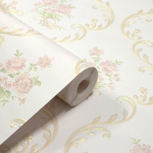 Papel de Parede Floral Damask Rosa c/ Flores PDF1300